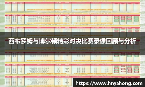 西布罗姆与博尔顿精彩对决比赛录像回顾与分析